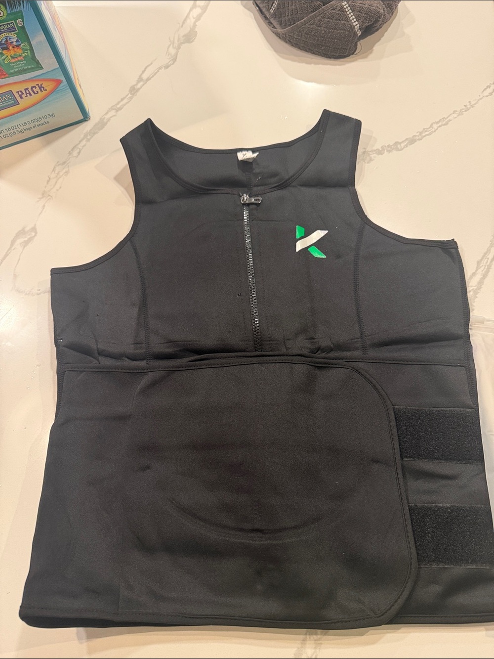Kewlioo Men's Neoprene Compression Sweat Vest Zip Closure Black 3XL fits like L